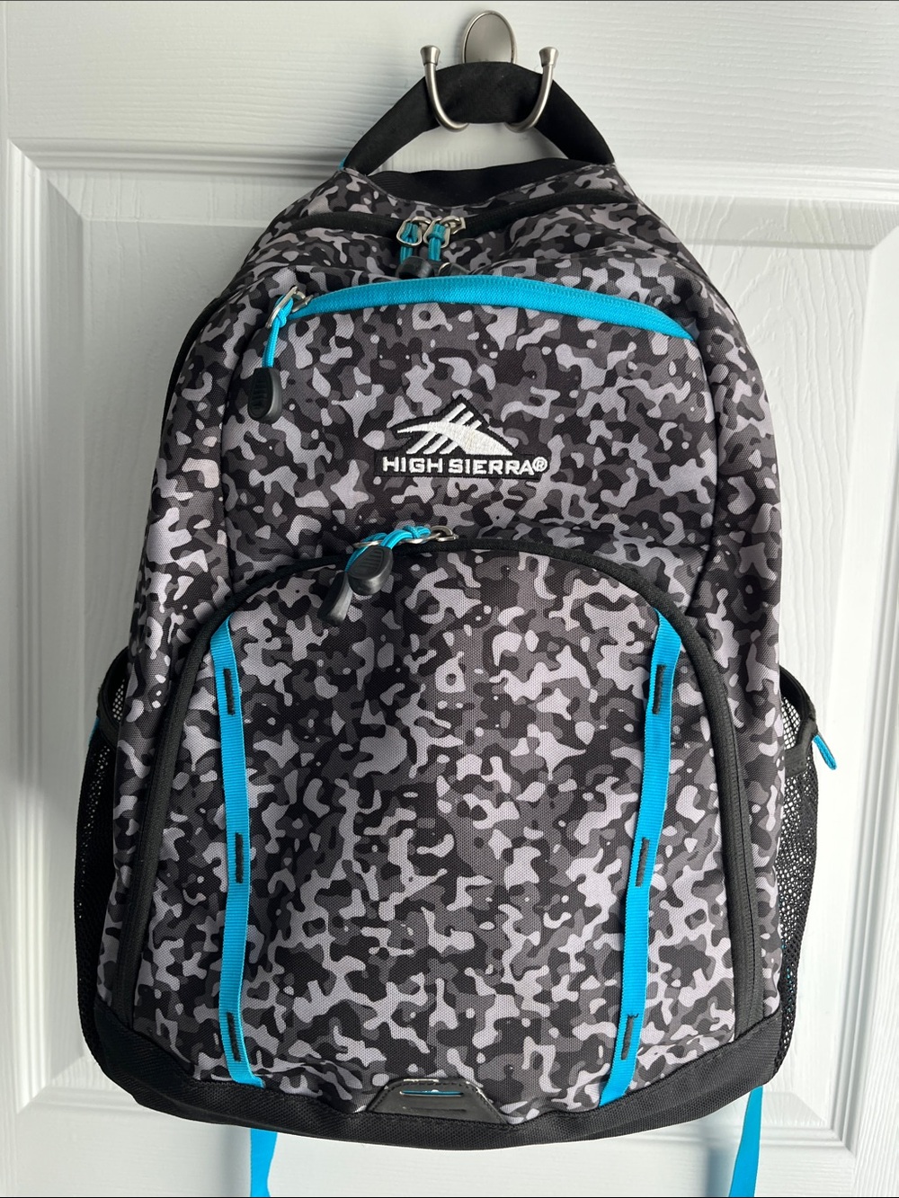 High Sierra,Backpack Black  Camo and Blue Backpack with Blue Trim